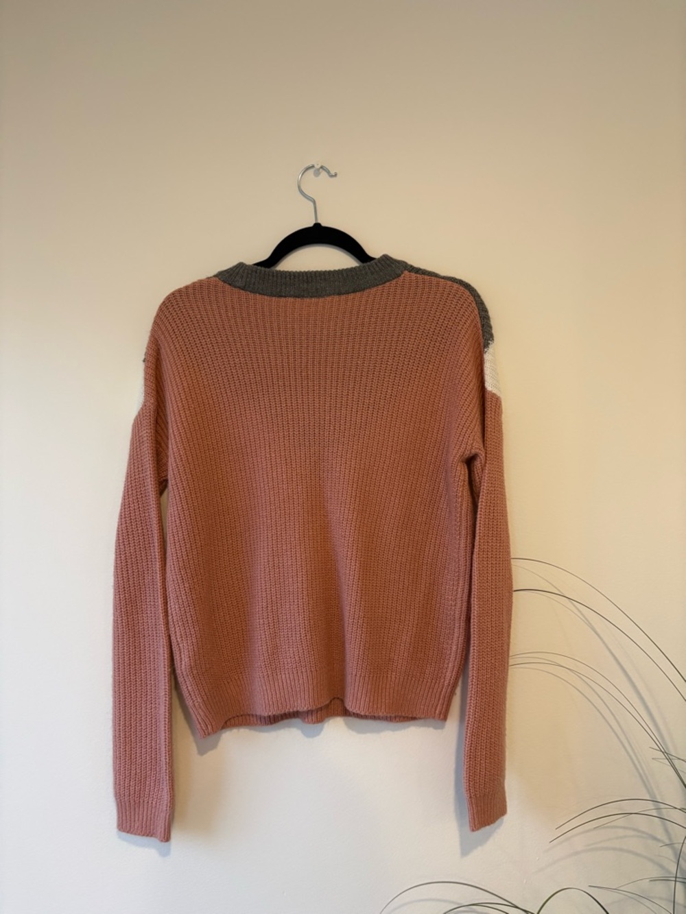 Bluenotes Chevron Colorblock Crewneck Sweater - Dusty Pink, Cream & Gray - Picture 3 of 3